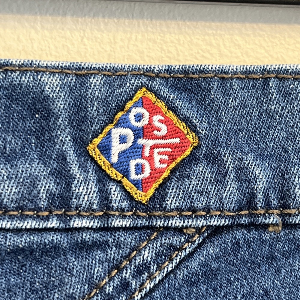 90s Vintage High Rise Posted Jeans 3/4 27X32 Medium Wash Slim Smooth Back - Picture 7 of 16